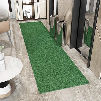 Ottomanson 2'7" x 31' Hallway Runner with Scraper Pile - Extra Durable Non-Slip Rug Mat for Indoor & Outdoor Use - Ideal for Kitchen, Entryway & Garage - High-Traffic Carpet, Green