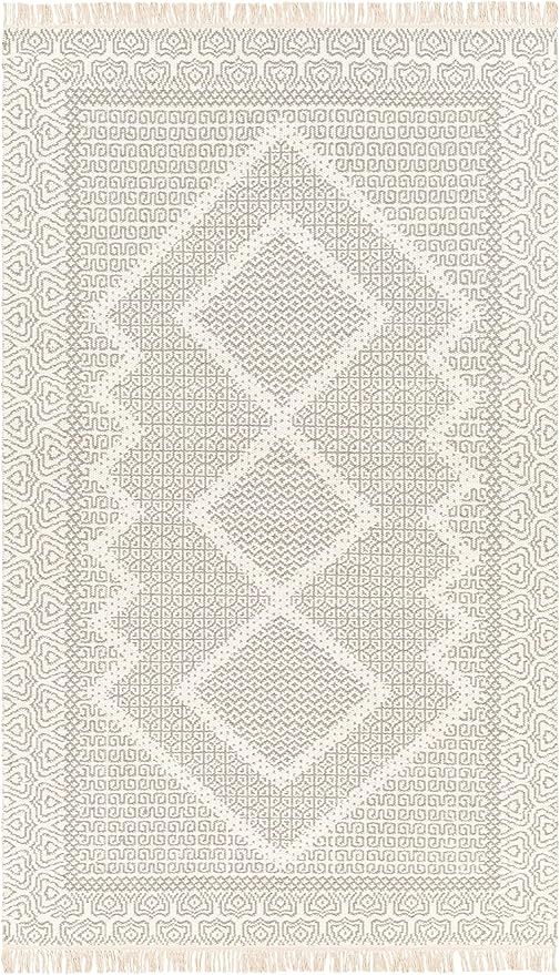 Mark&Day Wool Rugs, 4x6 Nishnabotny Cottage Light Gray Area Rug, Grey Beige Carpet for Living Room, Bedroom or Kitchen (3'6" x 5'6")
