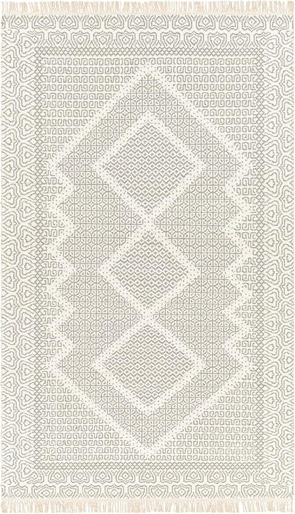 Mark&Day Wool Rugs, 6x9 Nishnabotny Cottage Light Gray Area Rug, Grey Beige Carpet for Living Room, Bedroom or Kitchen (6' x 9')
