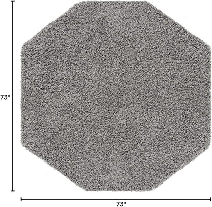 Unique Loom Solid Shag Collection Area Rug (6' 1" Octagon, Cloud Gray)