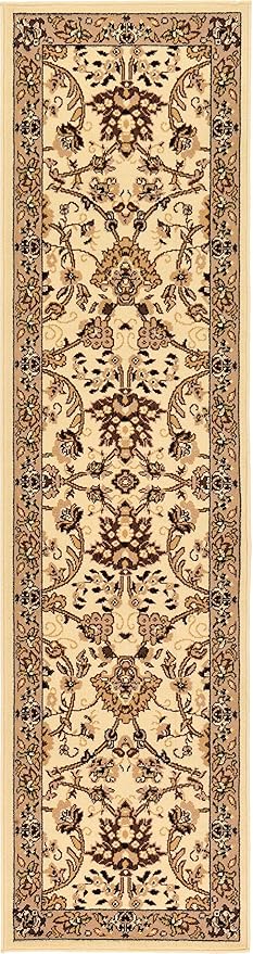 Unique Loom Sialk Hill Collection Area Rug - Washington (2' 2" x 8' 2" Runner Ivory/Black)