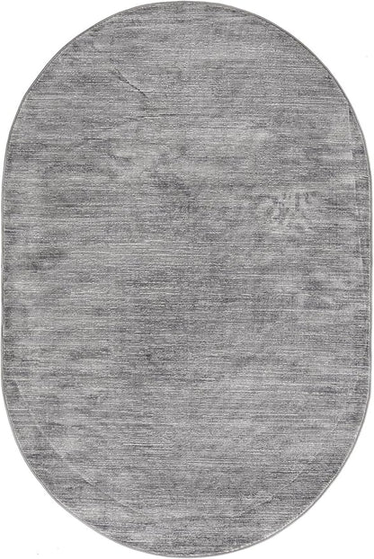 Unique Loom Finsbury Collection Area Rug - Kate (5' 3" x 8' Oval, Gray/ Ivory)