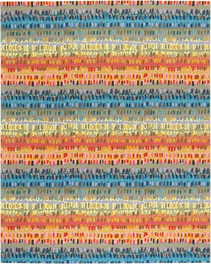 Dash & Albert Paint Chip Stone Hand Micro Hooked Wool Rug, 7.5 X 9.5 Feet, Multicolored Geometric Pattern