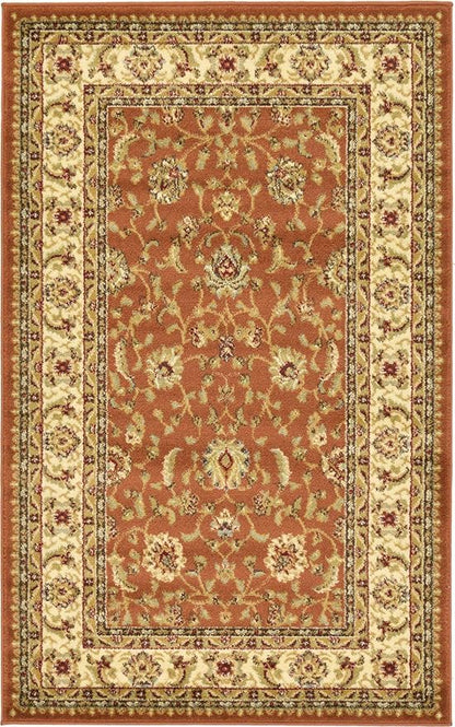 Unique Loom Voyage Collection Traditional Oriental Classic Intricate Design Area Rug (3' 3 x 5' 3 Rectangular, Terracotta/Ivory)