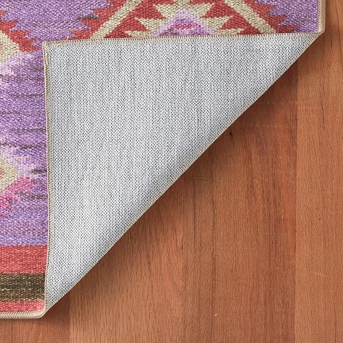 Dash & Albert Rhapsody Spice Machine Washable Rug, 6 X 9 Feet, Red/Purple Graphic Pattern - Premium Luxury Hotel Quality Soft Breathable Hypoallergenic Machine Washable Easy Care All Season
