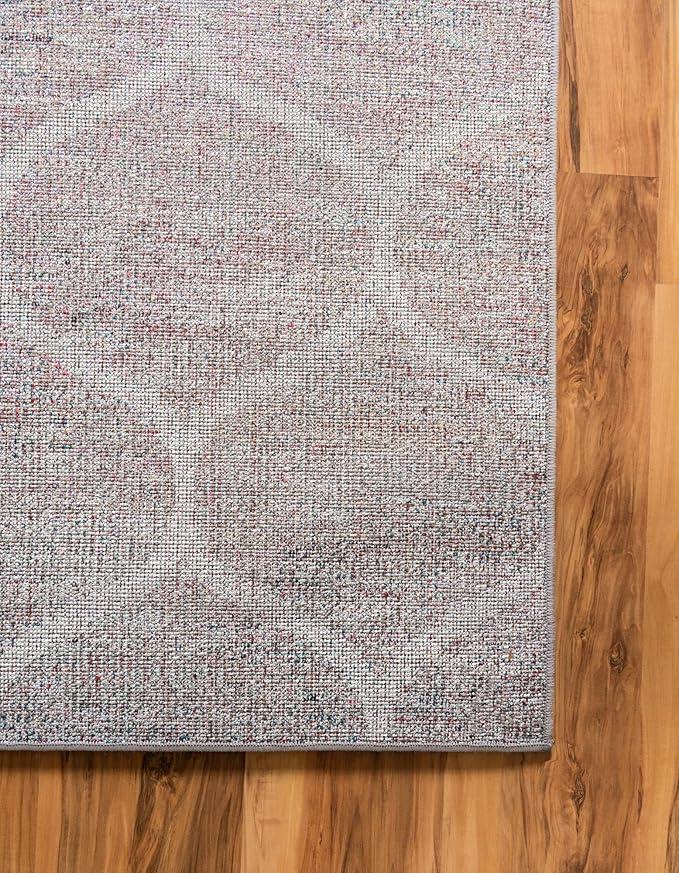 Rugs.com Lattice Frieze Collection Rug – 3' Square Blue Multi Medium Rug Perfect for Living Rooms, Kitchens, Entryways