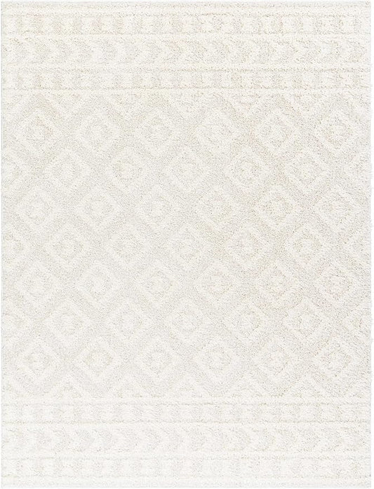 Hauteloom Eivin Living Room, Bedroom Area Rug - Contemporary - Plush Pile - Cream - 18" Sample