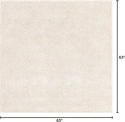 Unique Loom Solo Collection Area Rug - Calabasas (5' 3" Square, Ivory)