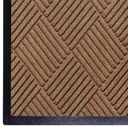 WaterHog Diamond | Commercial-Grade Entrance Mat with Rubber Border – Indoor/Outdoor, Quick Drying, Stain Resistant Door Mat (Medium Brown, 3' x 10')