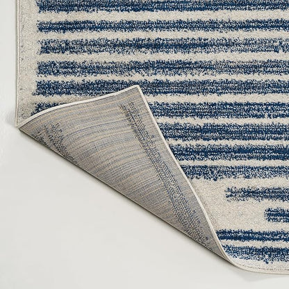 JONATHAN Y Khalil Modern Berber Stripe Cream/Navy Indoor Area Rug, 8x10, Contemporary, Bohemian, Easy-Cleaning for Living Room, Bedroom, Kitchen, Pet Friendly, Non-Shedding (MOH207E-8)