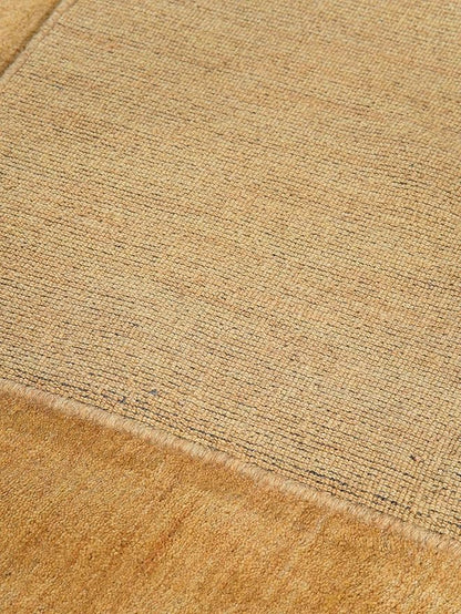 Hand Knotted Loom Wool ECO-Friendly Area Rugs - 6'x6', Square, Gold Color, Solid Plain Design, High Pile Thick Handmade Anti Skid Area Rugs for Living Room, Bed Room (L00111)