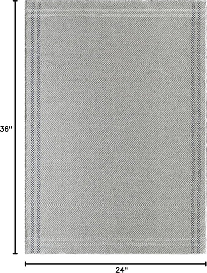 Mark&Day Wool Rugs, 2x3 Janmichael Solid and Border Gray/Black Area Rug, Grey Ivory Black Carpet for Living Room, Bedroom or Kitchen (2' x 3')