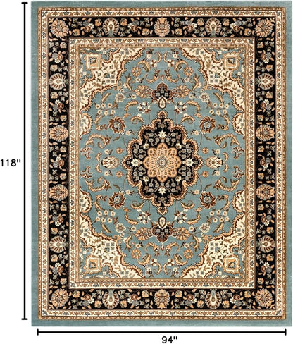 Well Woven Barclay Collection Medallion Kashan Light Blue 8x10 Area Rug - for Living Room, Bedroom, and Dining Room