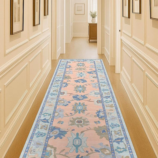 Fame Living Modern Oushak Rug, Rugs, Vintage, Turkish, Eclectic, Floral, Pastel, Washable, Small Throw, Accent Area Rug for Living Room, Bedroom, Kitchen, Bathroom, 2'5"x4'9"