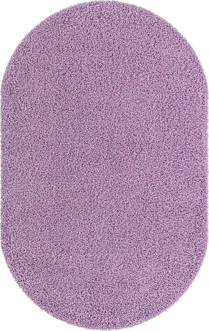 Unique Loom Solid Shag Collection Area Rug (5' 1" x 8' Oval, Lilac)