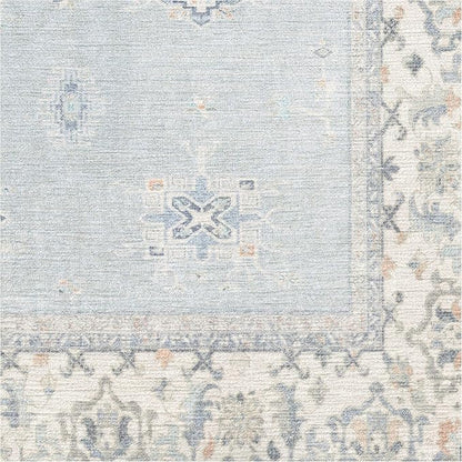 RUGGABLE Washable Vintage Area Rug – Verena Soft Blue 10x14, Stain-Resistant, Non-Slip – Large Machine Washable Rugs for Living Room, Bedroom, Hallway, Entryway & Office–with Standard Pad