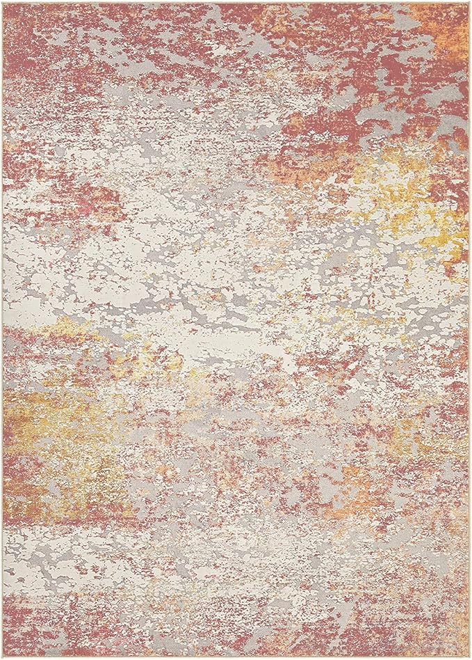 Area Rug Living Room Rugs - 5x7 Washable Large Soft Indoor Neutral Modern Abstract Low Pile Rug Carpet for Bedroom Dining Room Farmhouse Home Office - Colorful