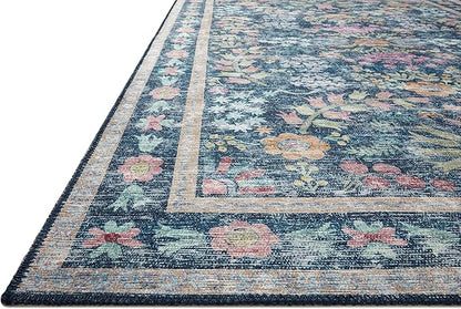 Loloi Rifle Paper Co. Maison Collection MAO-06 Blue/Multi 3'-0" x 3'-0" Round, .19" Pile Height, Accent Rug