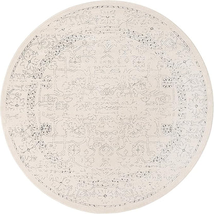 Unique Loom Isabella Collection Area Rug - Adjani (7' 10" Round, White/ Blue)