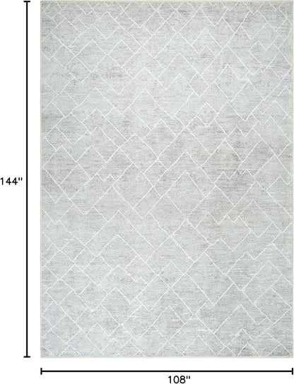 Bloom Rugs Washable Non-Slip 9' x 12' Rug - Gray/Pebble Striped Area Rug for Living Room, Bedroom, Dining Room, and Kitchen - Exact Size: 9' x 12'