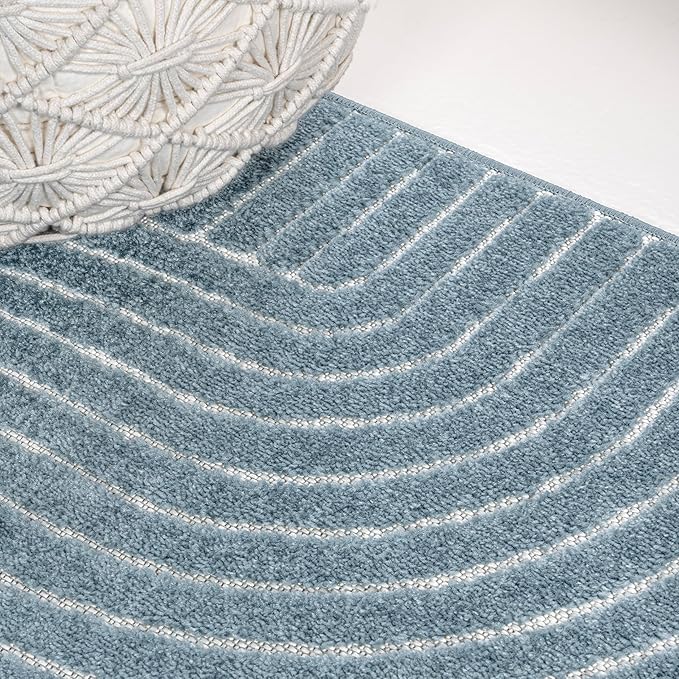 JONATHAN Y Hallie High-Low Curve Dark Blue/Cream 3x5 Indoor/Outdoor Area Rug, Minimalist Geometric, Pet Friendly, for Patio, Backyard, Living Room, Bedroom, Office, Hose-Washable (SCN100C-3)