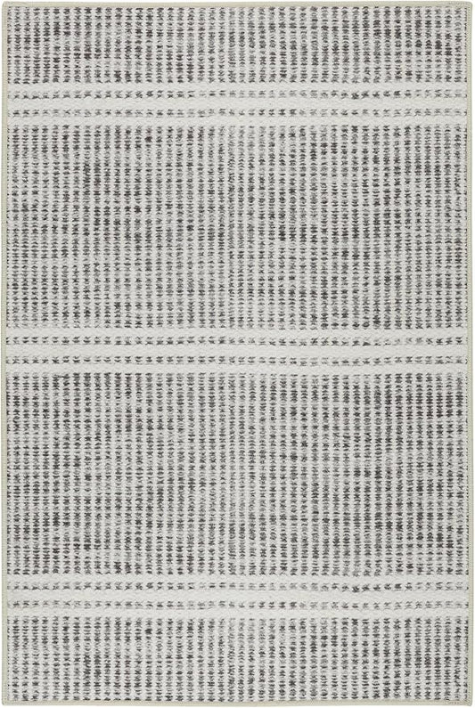 Dash & Albert Malta Blue Machine Washable Rug, 9.5 X 13.5 Feet, Grey Stripe Pattern