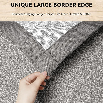 Washable Hallway Runner Rug 2x6 Jute Like Kitchen Runner Mat Rugs Non Slip, Woven Soft Entryway Farmhouse Runner Boho Floor Carpet for Indoor Laundry Hall Backdoor Bedroom Living Room, Grey