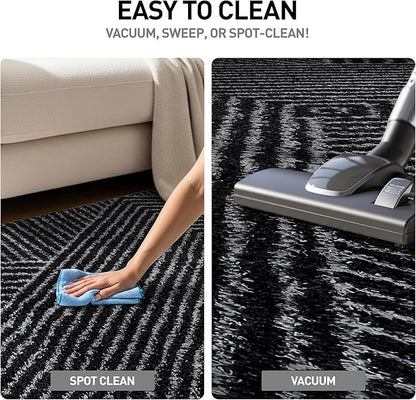 Rugshop Geometric Diamond Stripe Area Rug Anthracite Dark Gray 7' 10" x 10' Perfect for Large Living Rooms, Dining Areas, or Master Bedrooms