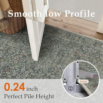 Runner Rug 2x6 Gray Hallway Washable Kitchen Vintage Carpet Non Slip Long Indoor Bedroom Retro Traditional Grey Accent Throw Rug for Bathroom Office Entryway Laundry Dining