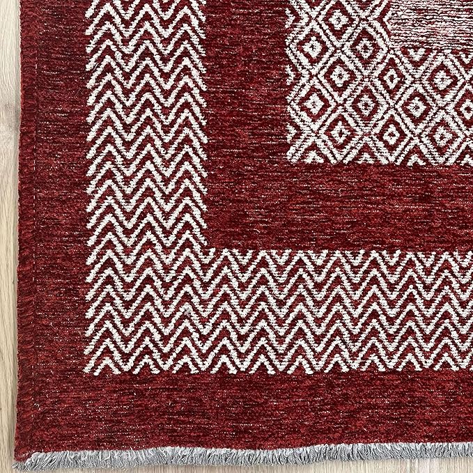 Alfa Rich 3x5 Red Burgundy Washable Area Rugs for Living Room Bedroom Kitchen Dining Cotton Runner