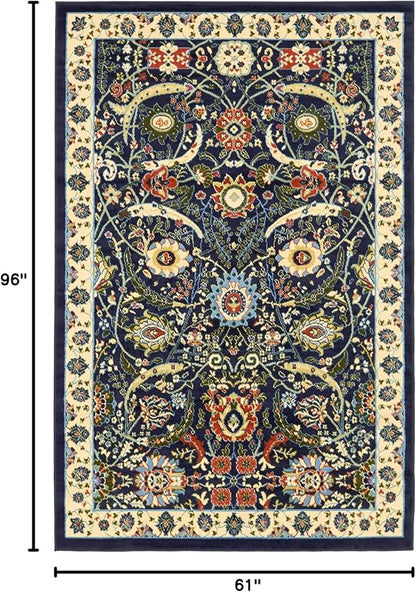 Unique Loom Espahan Collection Area Rug - Cape Cod (5' 1" x 8' Rectangle, Navy Blue/ Black)
