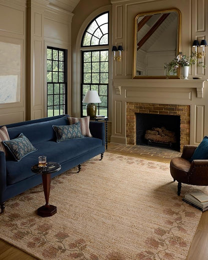 Loloi Chris Loves Julia Rue Collection RUE-05 Natural/Multi 3'-6" x 5'-6" Accent Rug Jute Neutral Floral Living Room Bedroom Rug