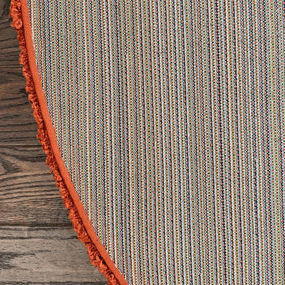 Unique Loom Solid Shag Collection Area Rug (5' 3" Round, Terracotta)
