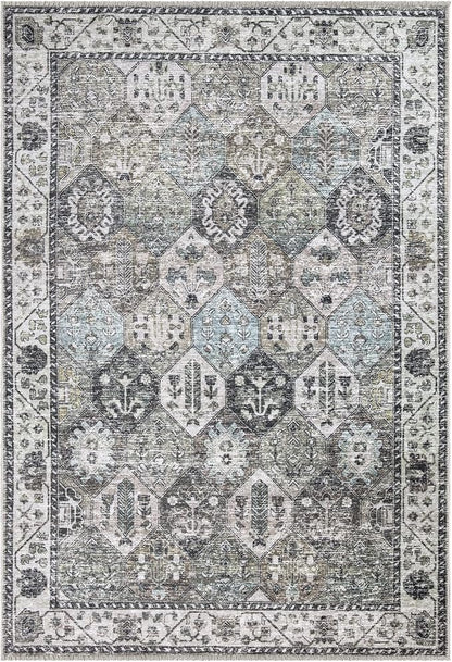 Bloom Rugs Caria Washable Non-Slip 8x10 Rug - Beige/Olive Traditional Area Rug for Living Room, Bedroom, Dining Room, and Kitchen - Exact Size: 7'8" x 10'