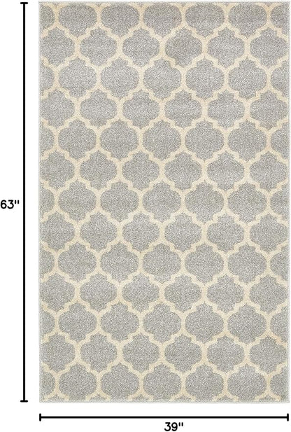 Rugs.com Lattice Collection Rug – 3' x 5' Light Gray Medium Rug Perfect for Entryways, Kitchens, Breakfast Nooks, Accent Pieces