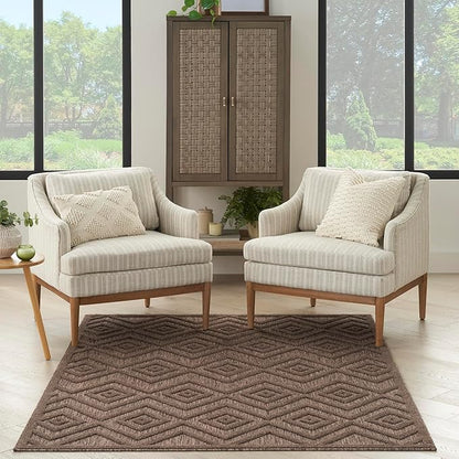 Nourison Home Versatile Brown 4' x 6' Area Rug - Easy Clean, Non Shedding, Bed Room, Living Room, Dining Room, Kitchen (4' x 6')