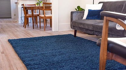 Unique Loom Solid Shag Collection Area Rug (5' 1" x 8' Rectangle, Sapphire Blue/ Navy Blue)
