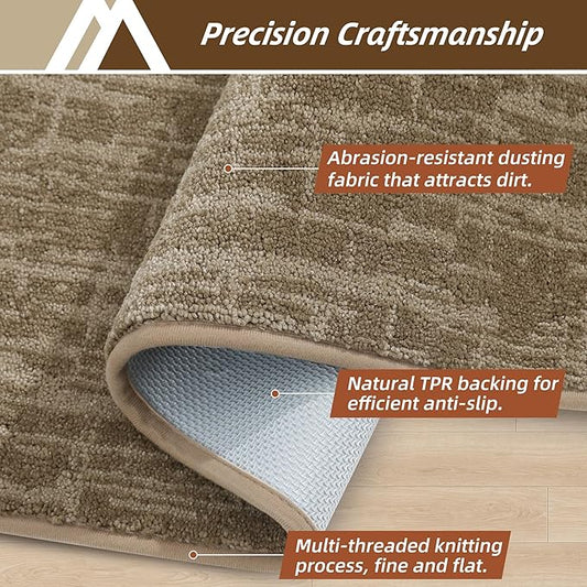 COSY HOMEER-Door-Mat Dirt Trapper Entryway Rugs 24"x36" Non Slip Washable Entrance Mats Absorbent Welcome Mat Low Profile Dog Door Mats for Front Back Doomats and Wet Shoes,Taupe