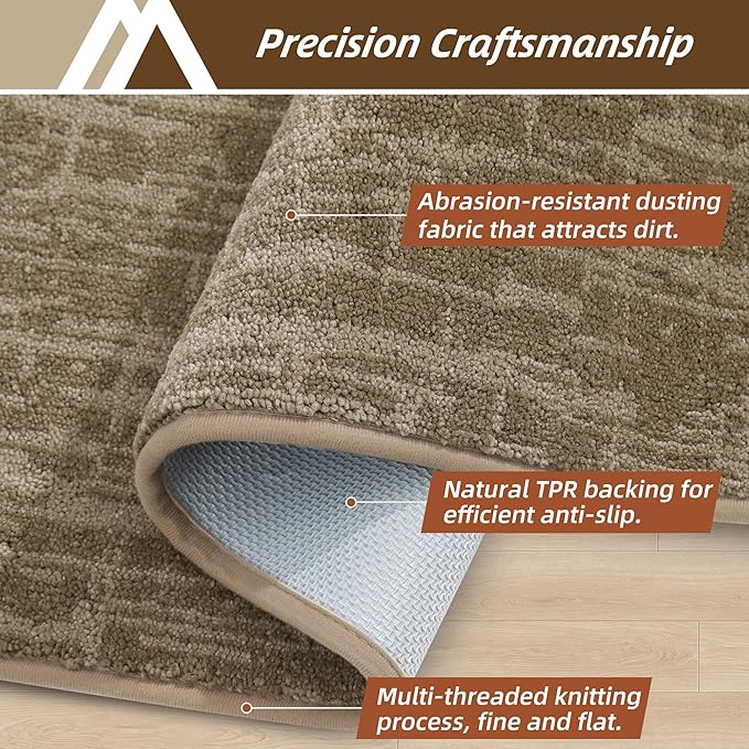 COSY HOMEER-Door-Mat Dirt Trapper Entryway Rugs 20"x32" Non Slip Washable Entrance Mats Absorbent Welcome Mat Low Profile Dog Door Mats for Front Back Doomats and Wet Shoes,Taupe