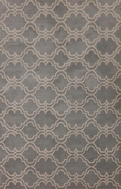 Modern Collection 5 x 8 Trellis Area Rug, All-Over/Geometric Wool Carpet for Home Décor, Living Room, Dining Room, and Bedroom