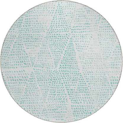 Addison Rugs Chantille ACN591 Aqua 8' x 8' Indoor Outdoor Round Rug, Easy Clean, Machine Washable, Non Shedding, Bedroom, Living Room, Dining Room, Kitchen, Patio Rug