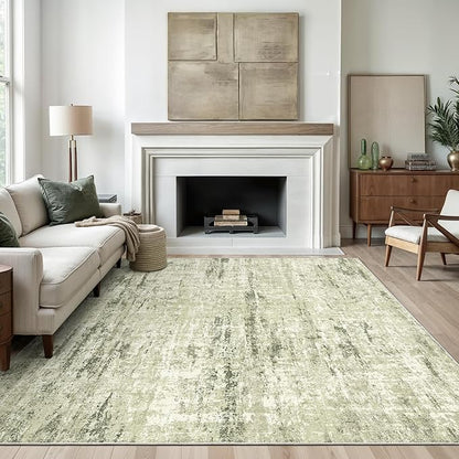Valenrug Washable Rug 4x6 - Stain Resistant 4x6 Area Rugs for Living Room, Non Slip Backing Printed Rugs for Bedroom, Folable Machine Washable Area Rug(4'x6', Green)