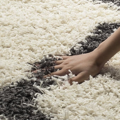 SAFAVIEH Area Rug 8x10 - Dallas Shag Collection - Large - Ivory & Dark Grey, Trellis Pattern, Non-Shedding & Easy Cleaning, Plush Thick Pile, Ideal for Living Room, Bedroom, Dining Space (SGD257H)