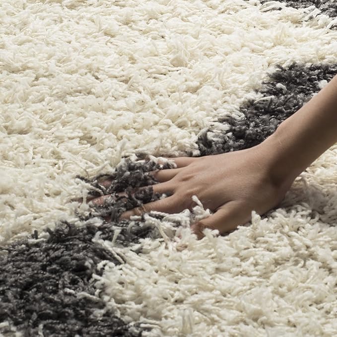 SAFAVIEH Dallas Shag Collection Area Rug - 10' x 14', Ivory & Dark Grey, Trellis Design, Non-Shedding & Easy Care, 1.5-inch Thick Ideal for High Traffic Areas in Living Room, Bedroom (SGD257H)