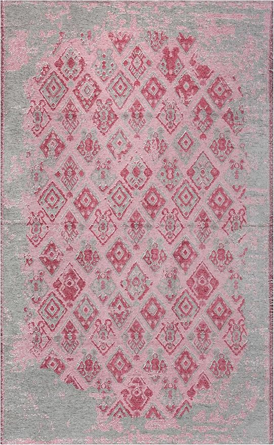 Alfa Rich 5x8 Pink Gray Reversible Washable Area Rugs for Living Room Bedroom Kitchen Decor Rug