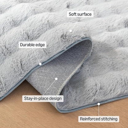 Amazon Basics Indoor Area Rug, 3D Bubble Washable Home Decor Carpet for Living Room, Bedroom, 6' W × 9' L, Grey