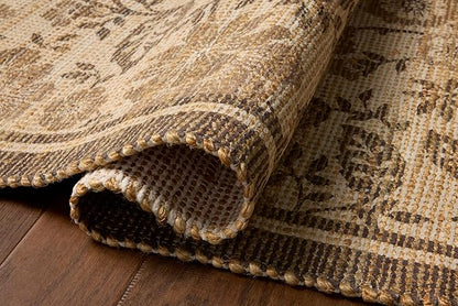 Loloi Chris Loves Julia Rue Collection RUE-03 Bark/Mocha 2'-3" x 3'-9" Accent Rug Jute Neutral Floral Living Room Bedroom Rug