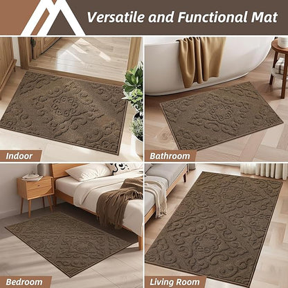 COSY HOMEER Door Mat 36”x60”,Absorbent Dirt Trapper Entryway Rugs,Non-Slip Welcome Mat,Washable Entry Rugs,Low Pile Doormat for Front Back Door,Wet Shoes & Paws,Brown