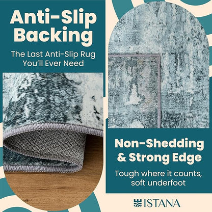 Istana 9x12 Area Rug - Blue 9 x 12 Area Rugs for Living Room - Foldable 9x12 Rugs for Bedroom/Living Room Rug - Stain Resistant Washable Rugs - Eco-Friendly Area Rugs