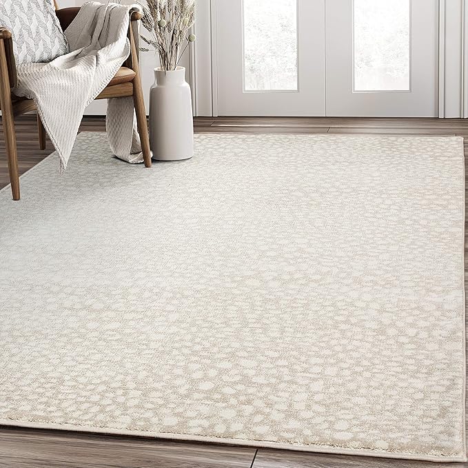 Abani Beige Cheetah Print 7'9"x10'2" Area Rug Rugs, Arto Collection - Contemporary Durable Accent Rug